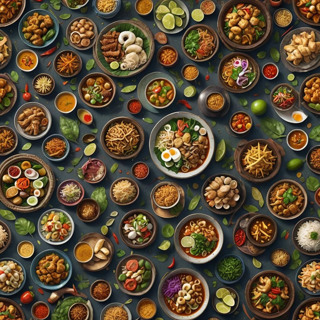 Delicious Thai Food in Detailed Digital Painting