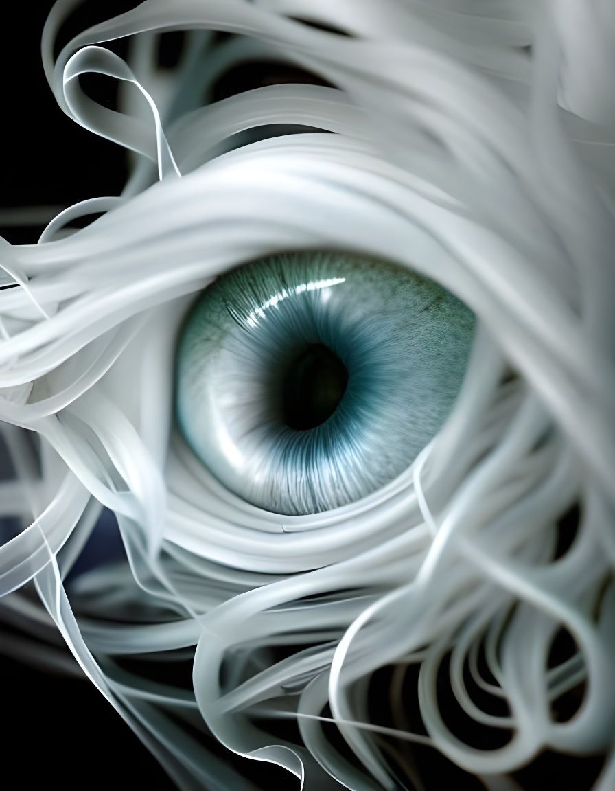 Delicate Smoke Tendrils Around a Human Eye