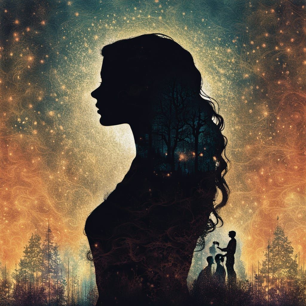 Gothic Silhouette Emerges from Pixelated Chaos