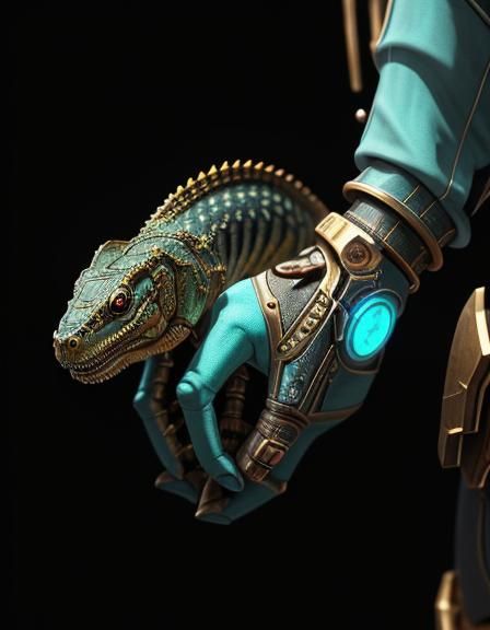 Steampunk Cyber Serpent in Atmospheric Metropolis