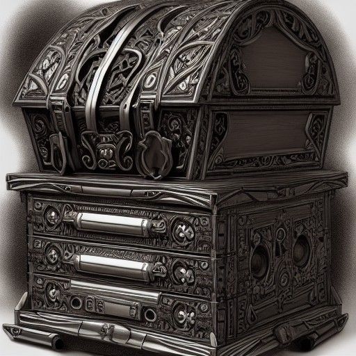 Enigmatic Mimic Chest: Detailed Surreal Horror Artwork