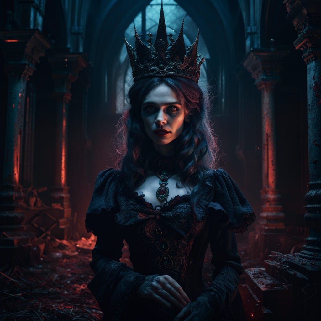 Gothic Princess Rising in Noir Horror Style