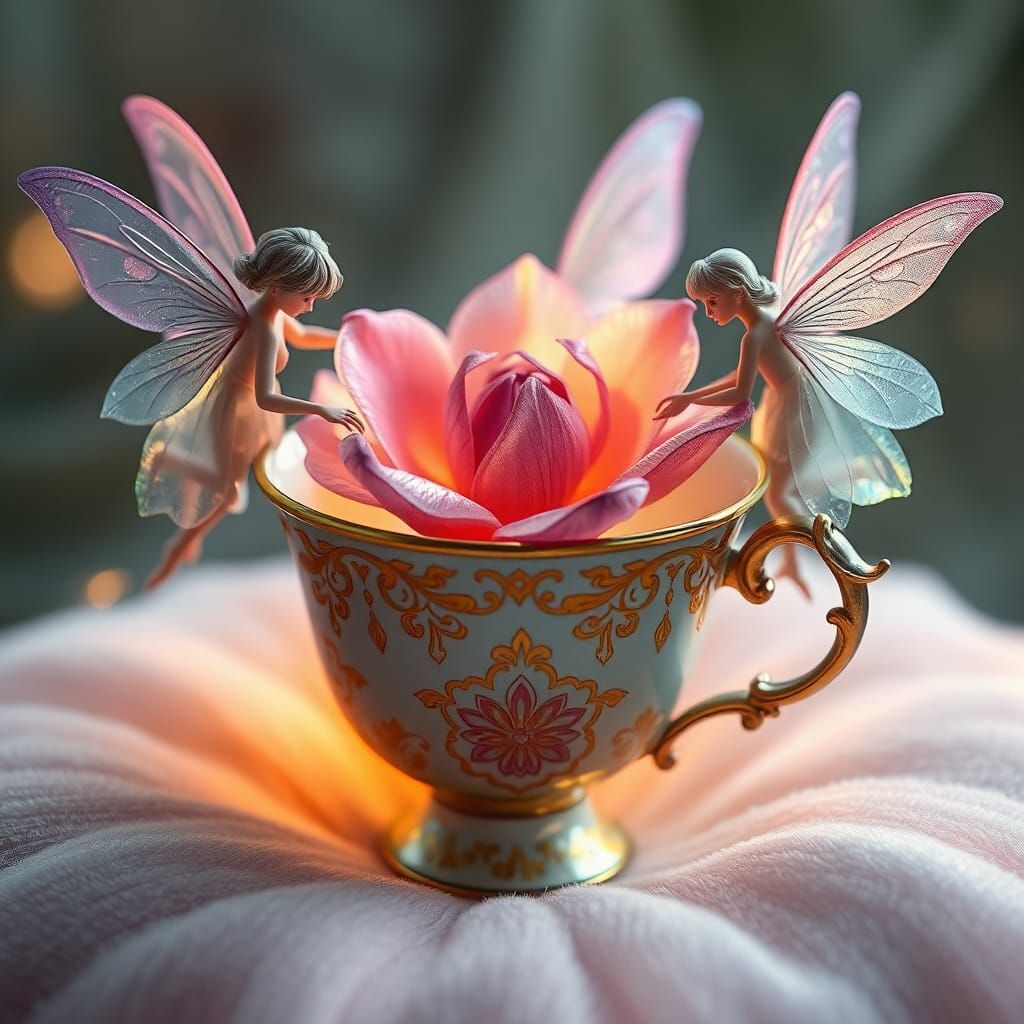 Ethereal Fairies Guarding a Bloom