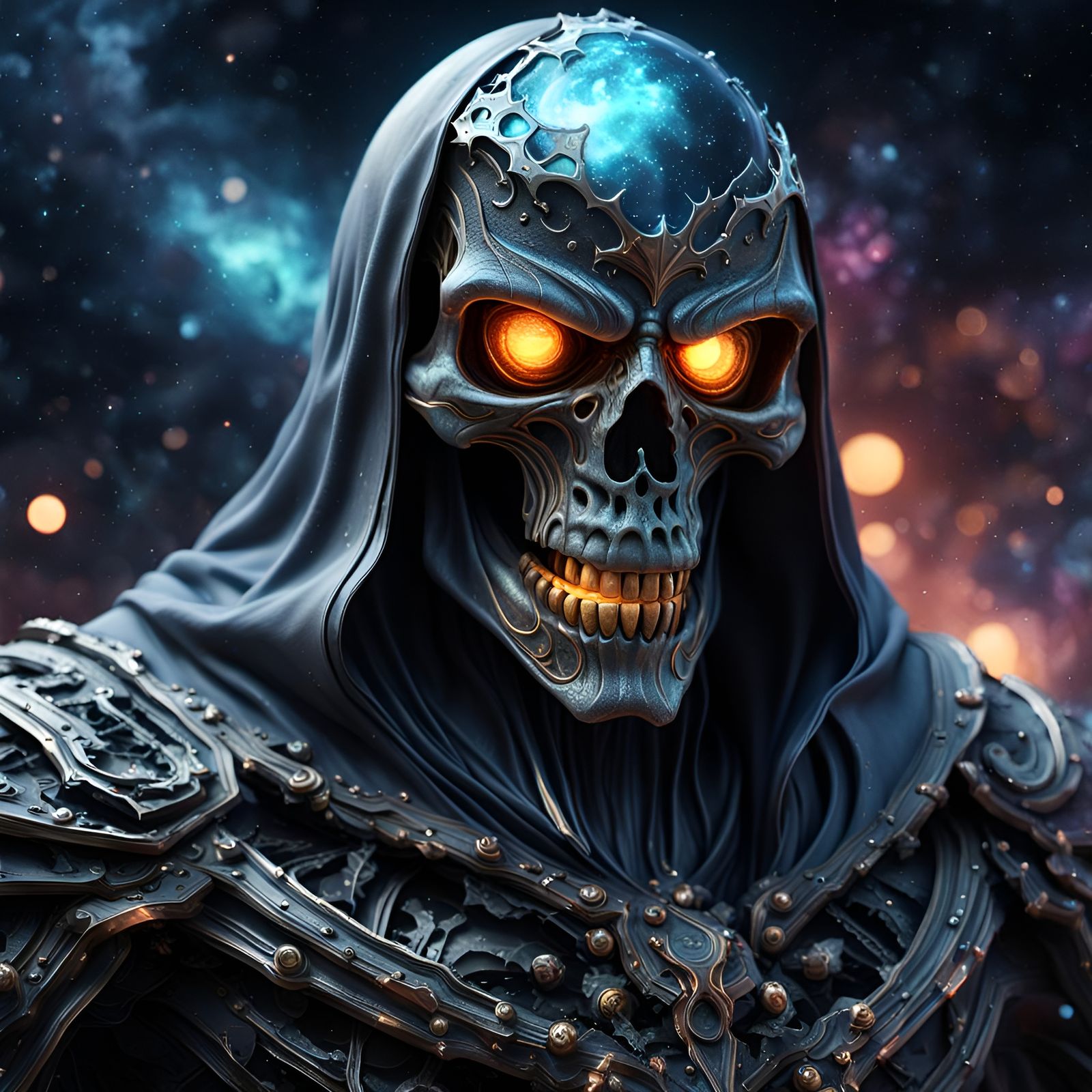 Titanium Grim Reaper with Galaxy Background