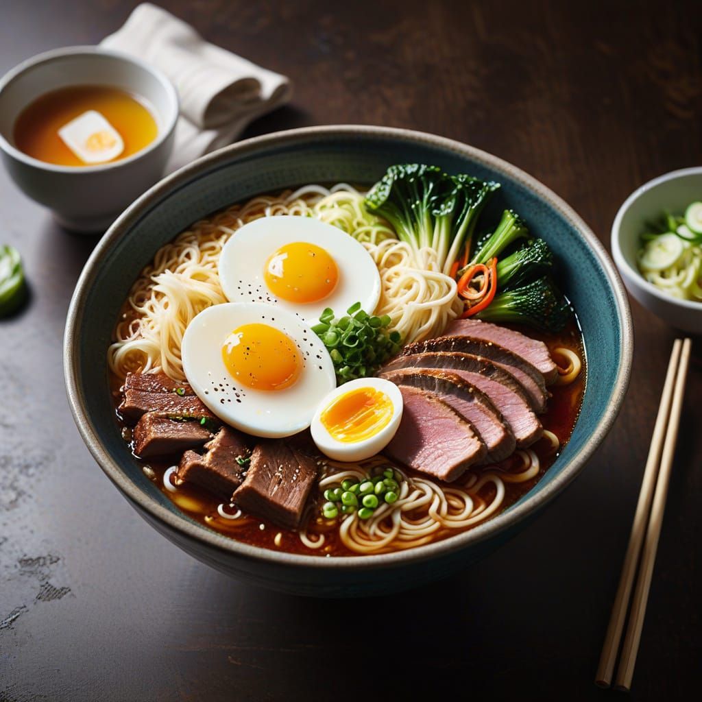 Hyperrealistic Ramen Bowl Photographed with Cinematic Detail