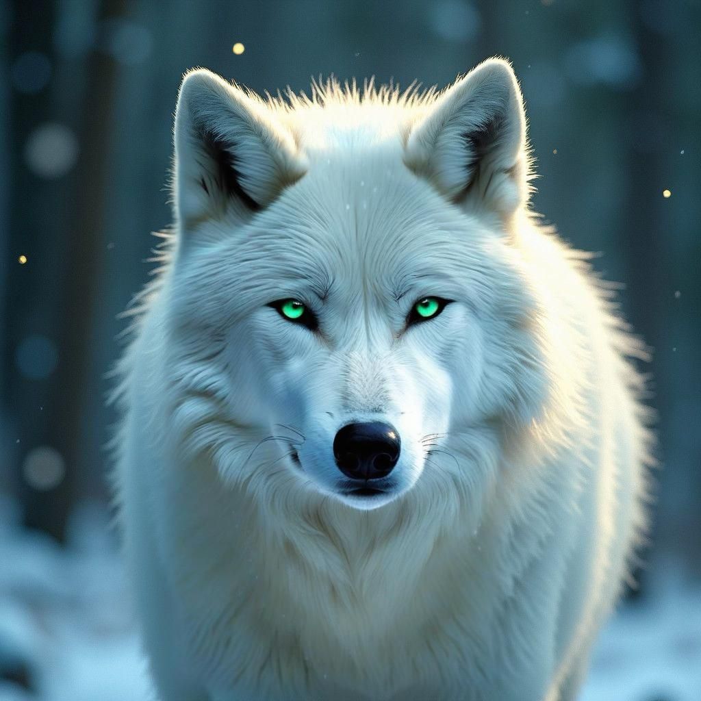 White Wolf with Emerald Eyes