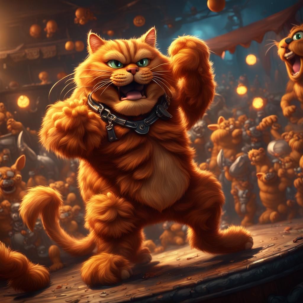 Cartoon Cat Versus Alien Boxing Match