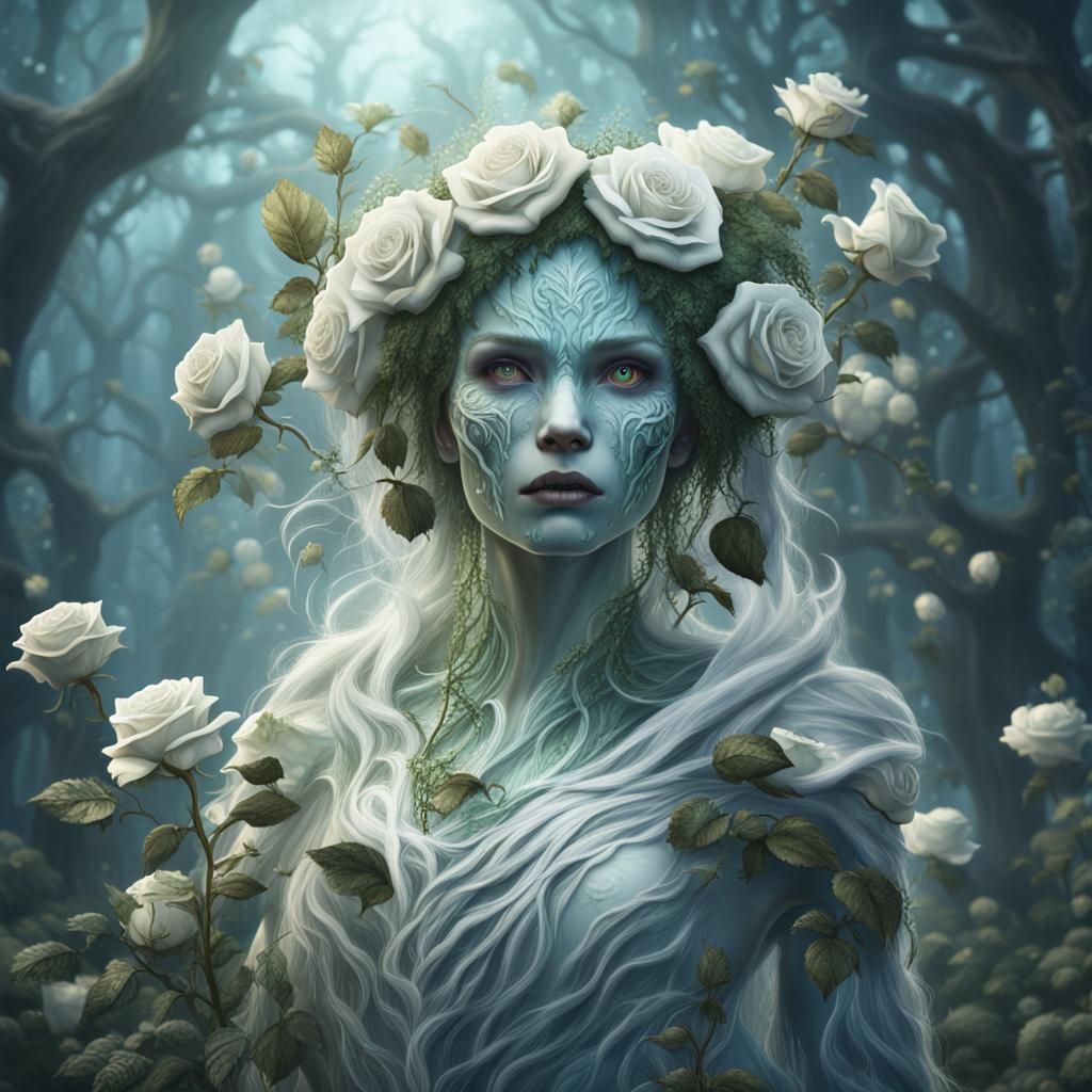 Ghostly Rose Dryad Fantasy Concept Art