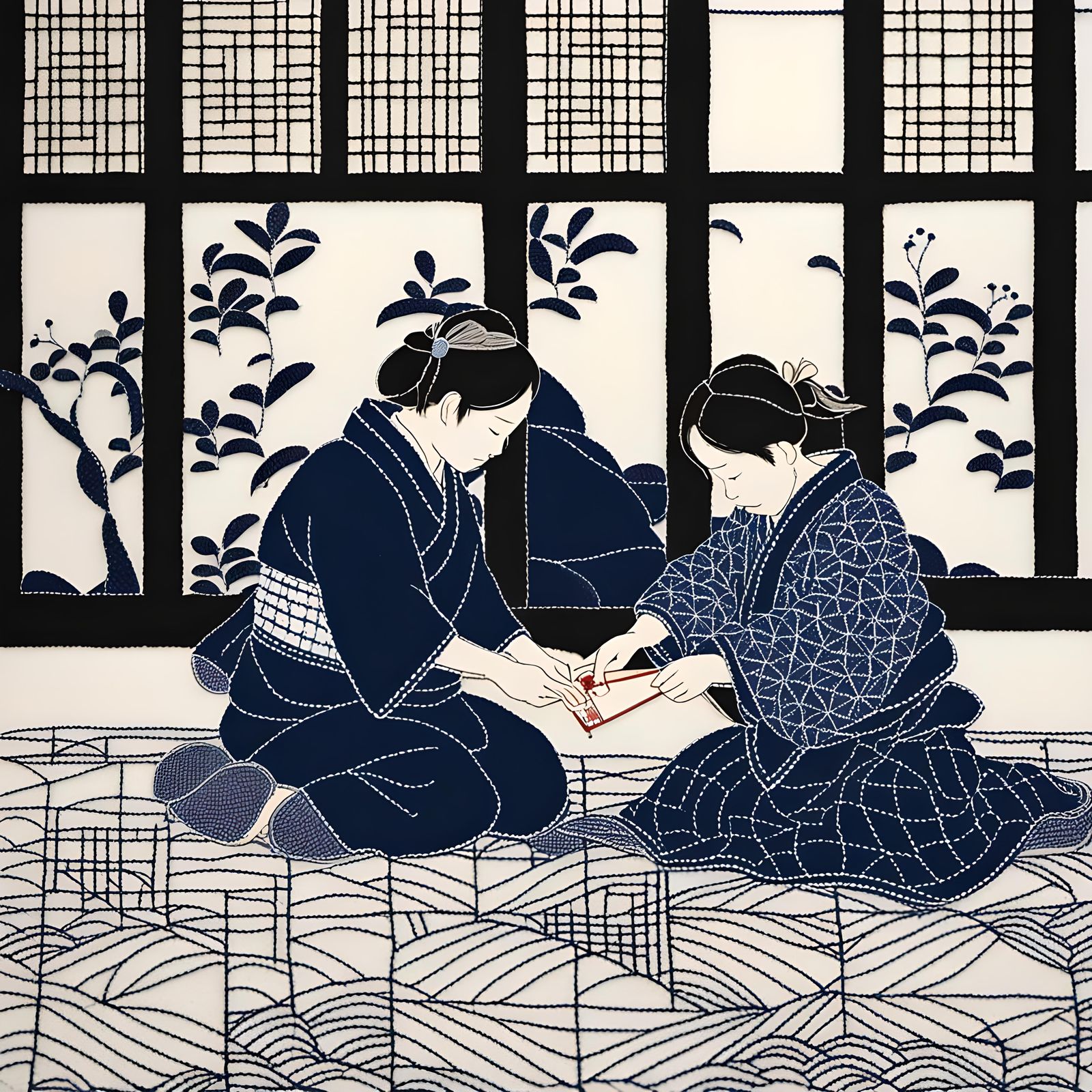 Sashiko lesson scene