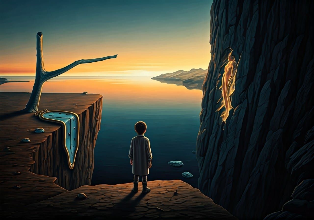 Surrealist Clockscape Unfolds as Ancient Mysterious Figure E...