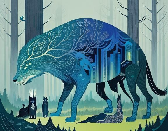 Secret Animal Society in Colorful Double Exposure