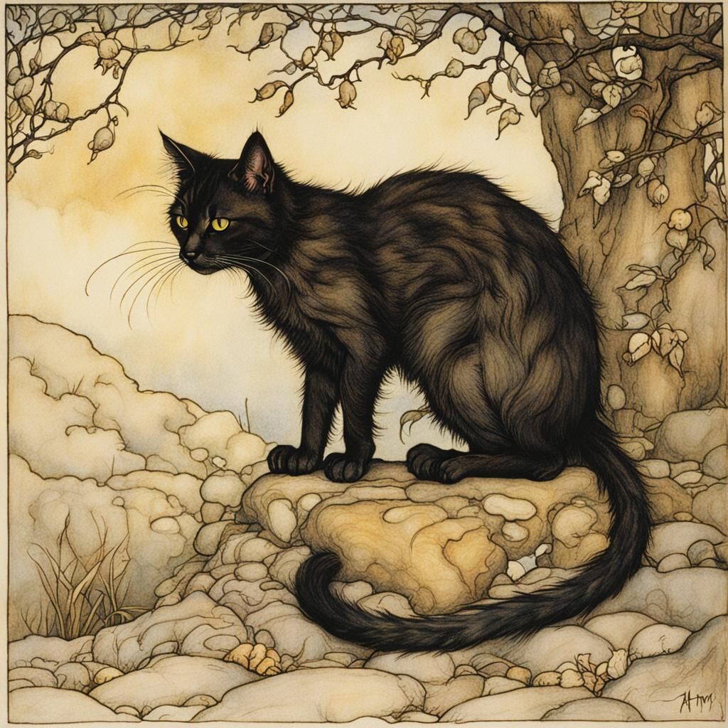 Whimsical Cat Portrait in Fairy Tale Style