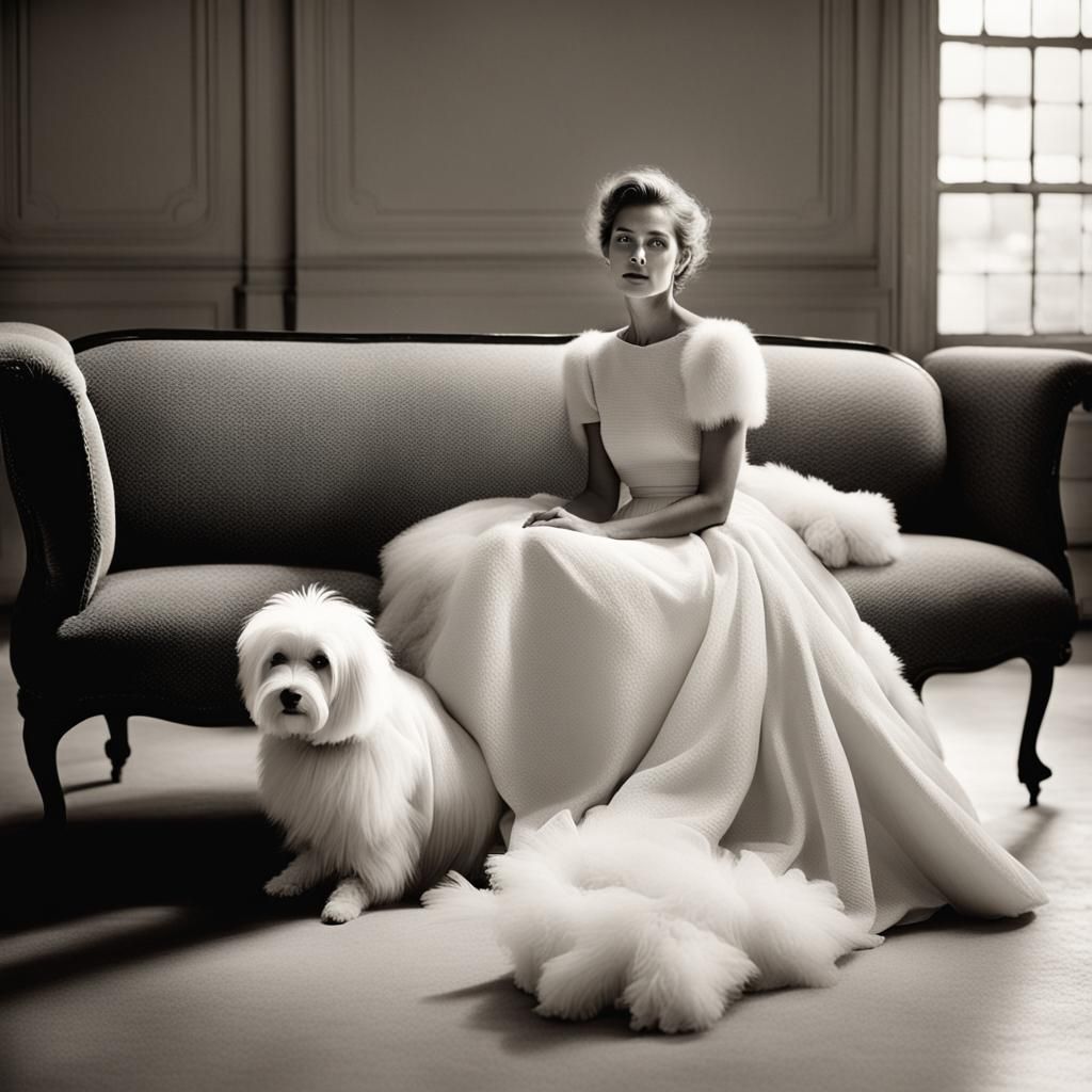 Elegant Woman and Dog in Avedon Style