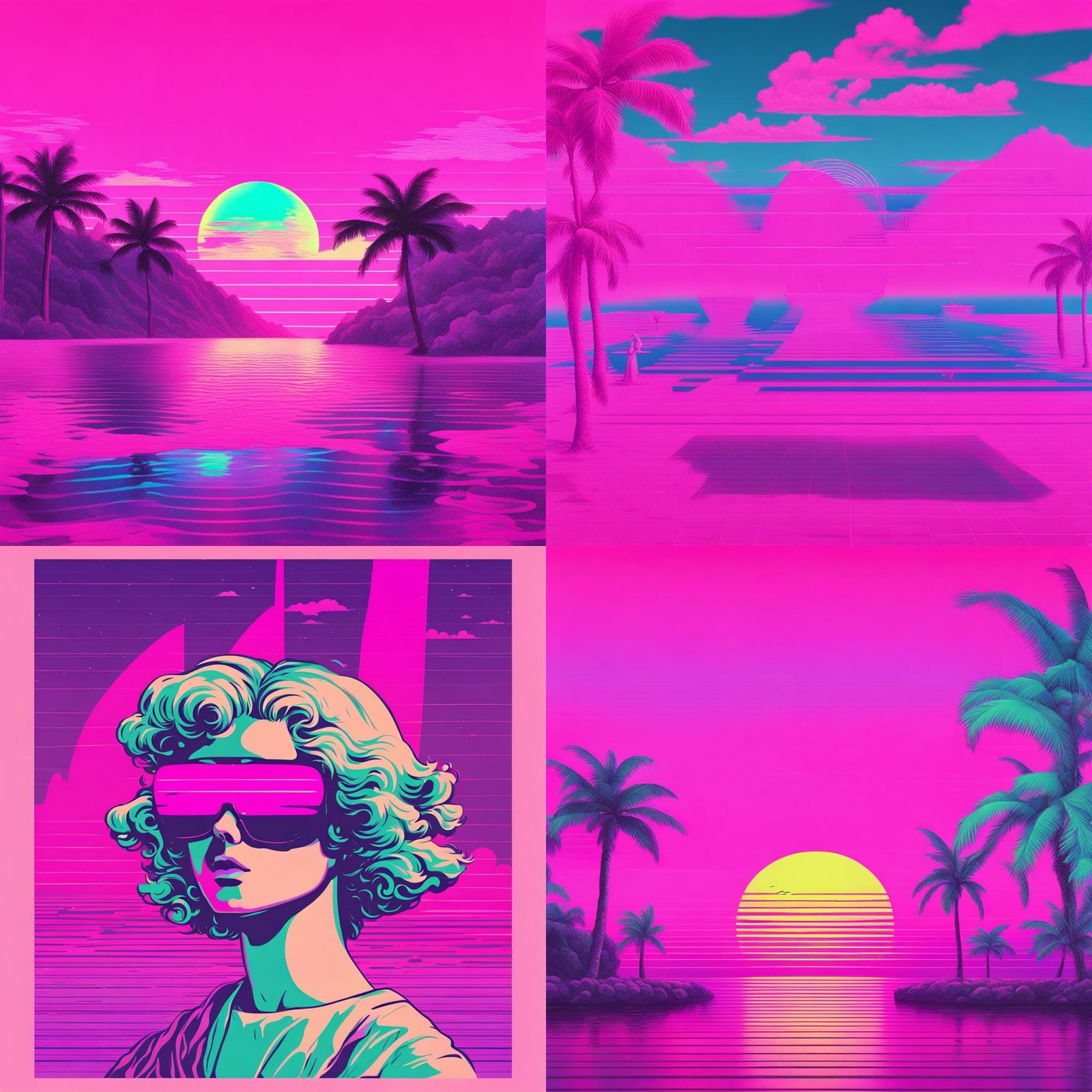 Vaporwave Scene with Neon Colors