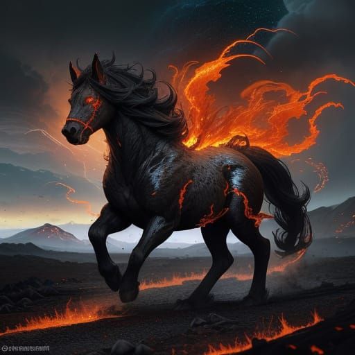 Emberhoof Gryndel Gallops Through Volcanic Wasteland