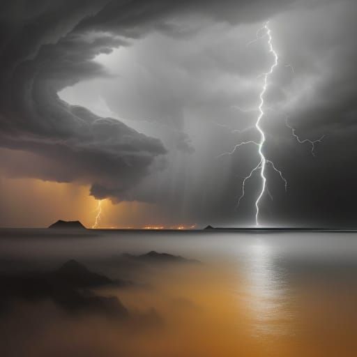 Dramatic Lightning Storm Pencil Sketch