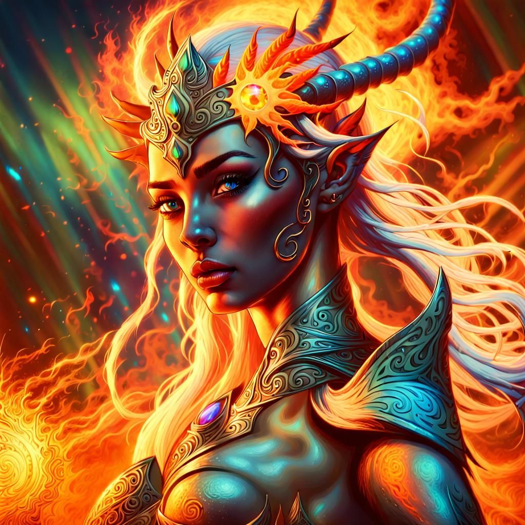 Elven Princess with Dragon Spirit: Surreal Concept Art