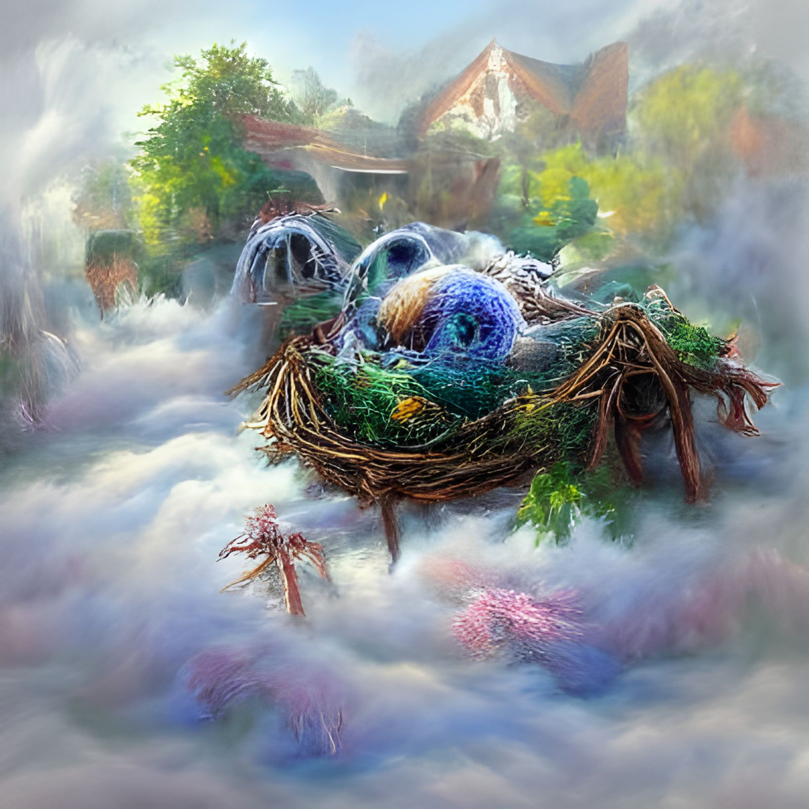 Ethereal Fantasy Nest in Hyperdetailed Mist