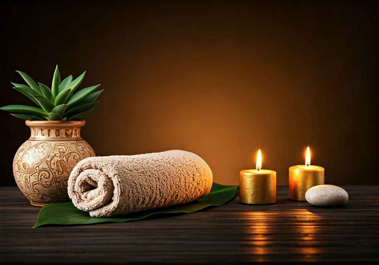 Luxury Spa Ambiance in Warm, Golden Light