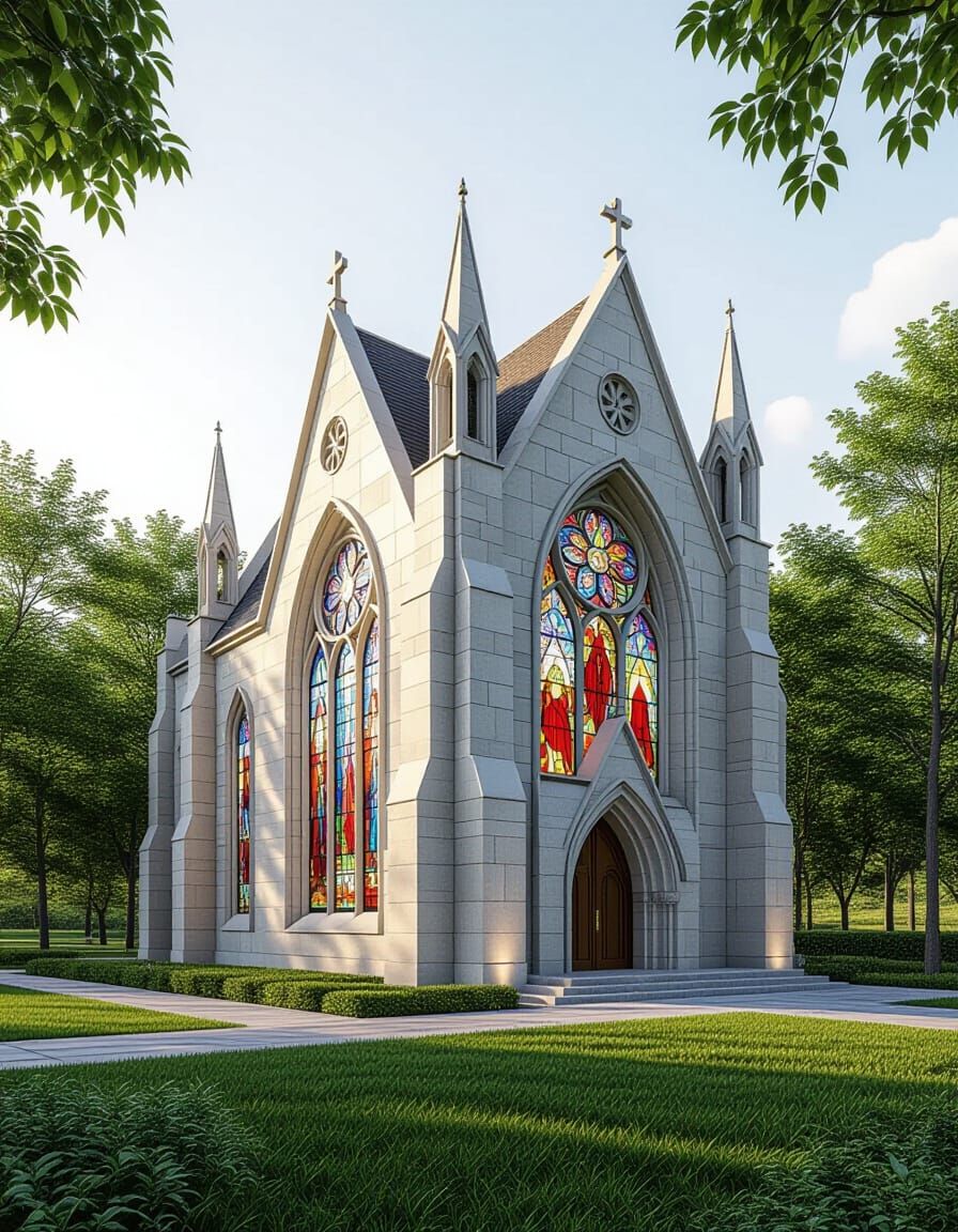 Modern Gothic Chapel with Intricate Stone Carvings