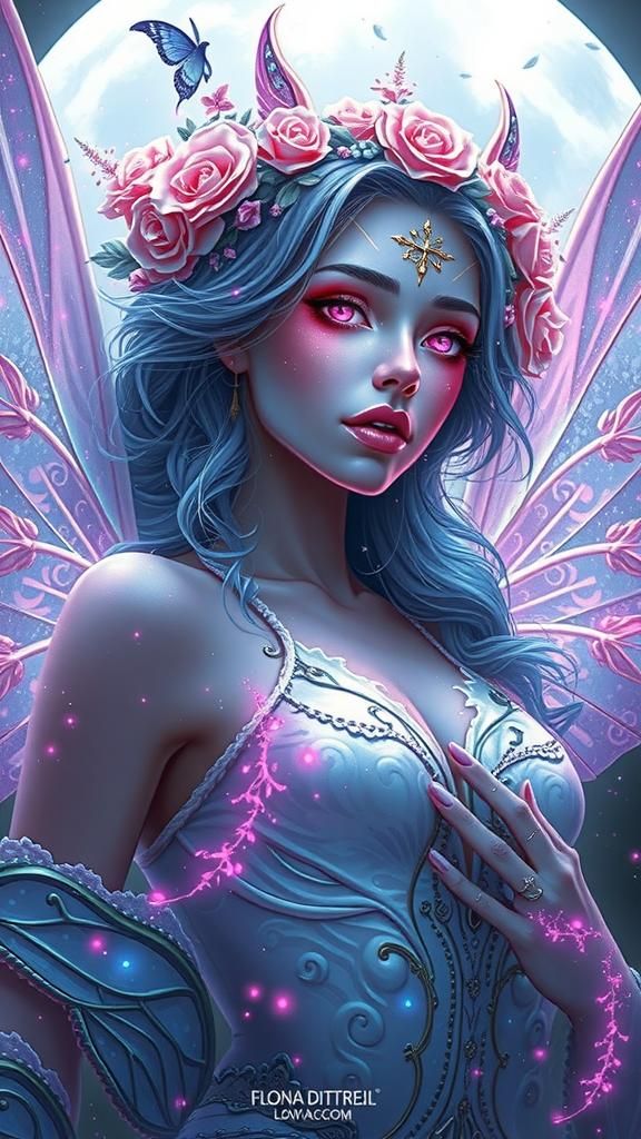 Cosmic Fairy Goddess in Moonlight: Digital Painting