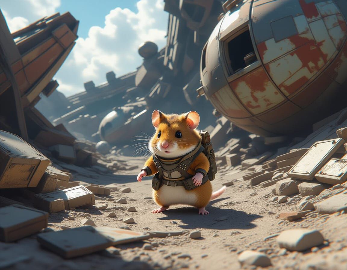 Hamster Explorer in Spaceship Graveyard, RWBY Style