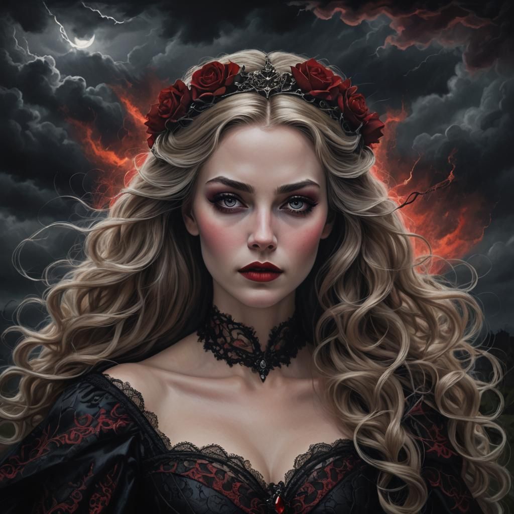 Dark Sleeping Beauty Portrait in Gothic Horror Style