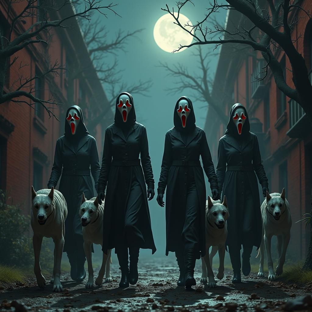 Ghostface Prison Guards in Dark Fantasy Style