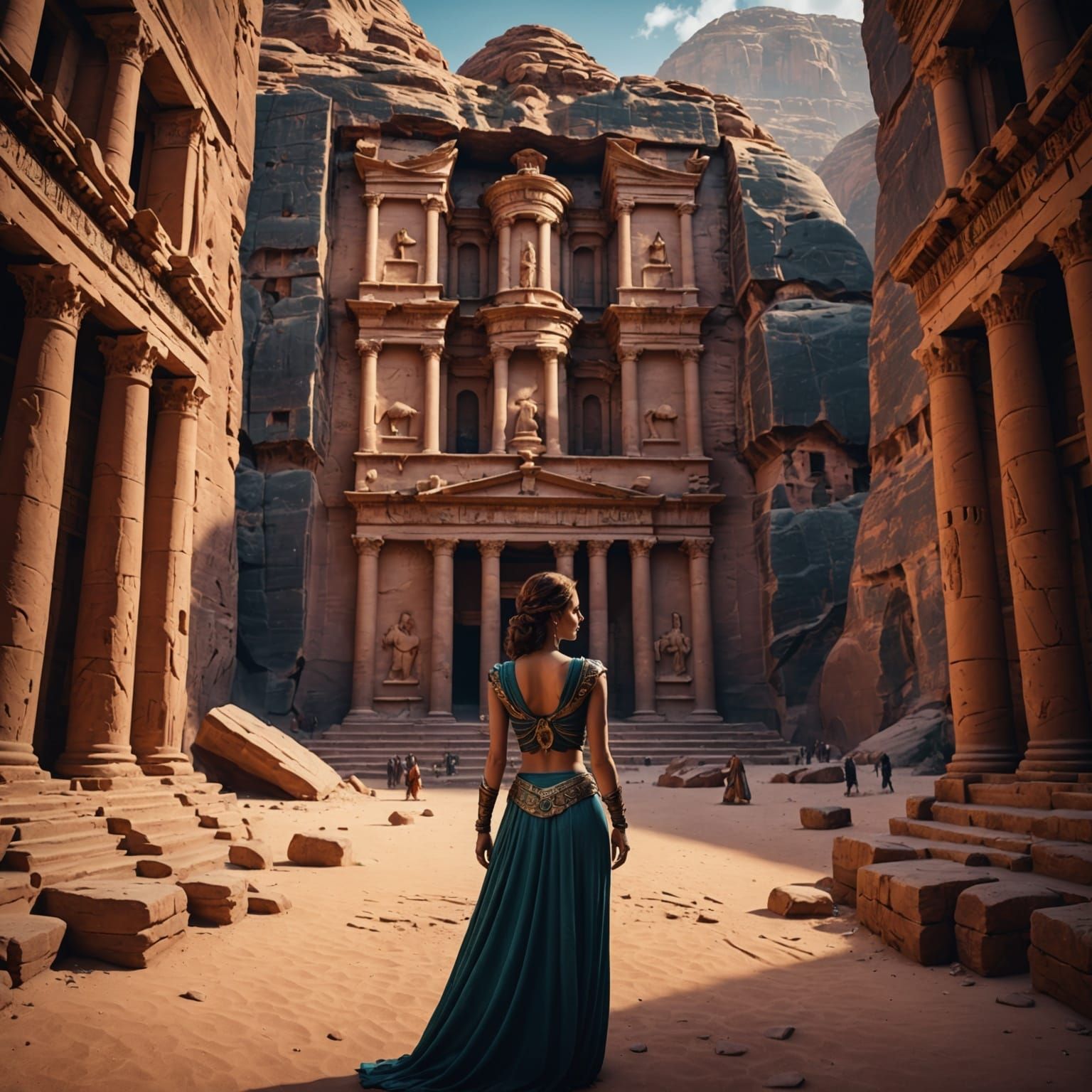 Woman in Petra: Detailed Matte Painting