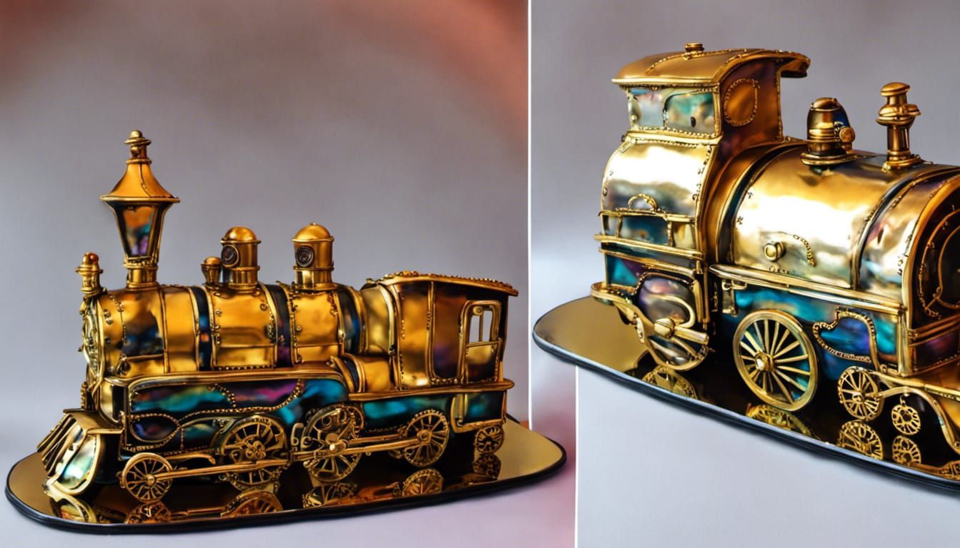Steampunk Train Wedding Cake with Rainbow Glaze
