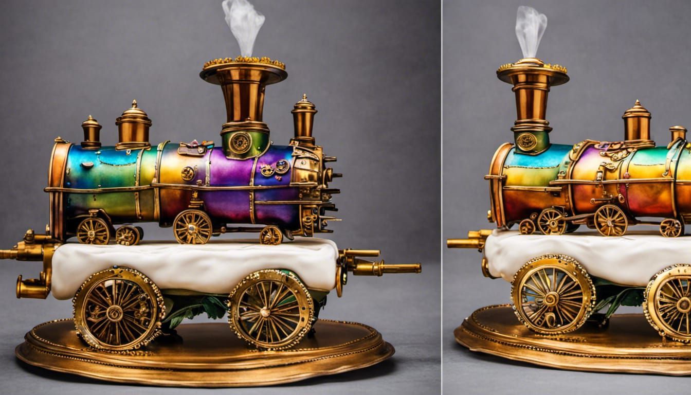 Steampunk Train Wedding Cake with Rainbow Glaze
