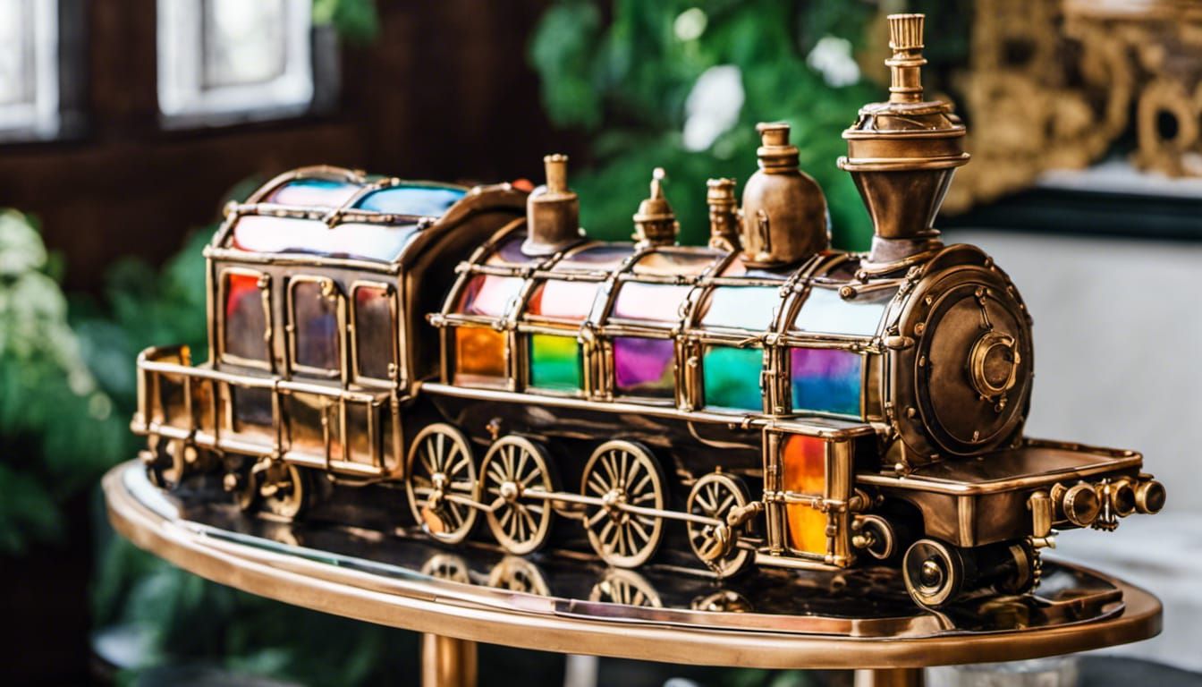 Steampunk Train Wedding Cake with Rainbow Glaze