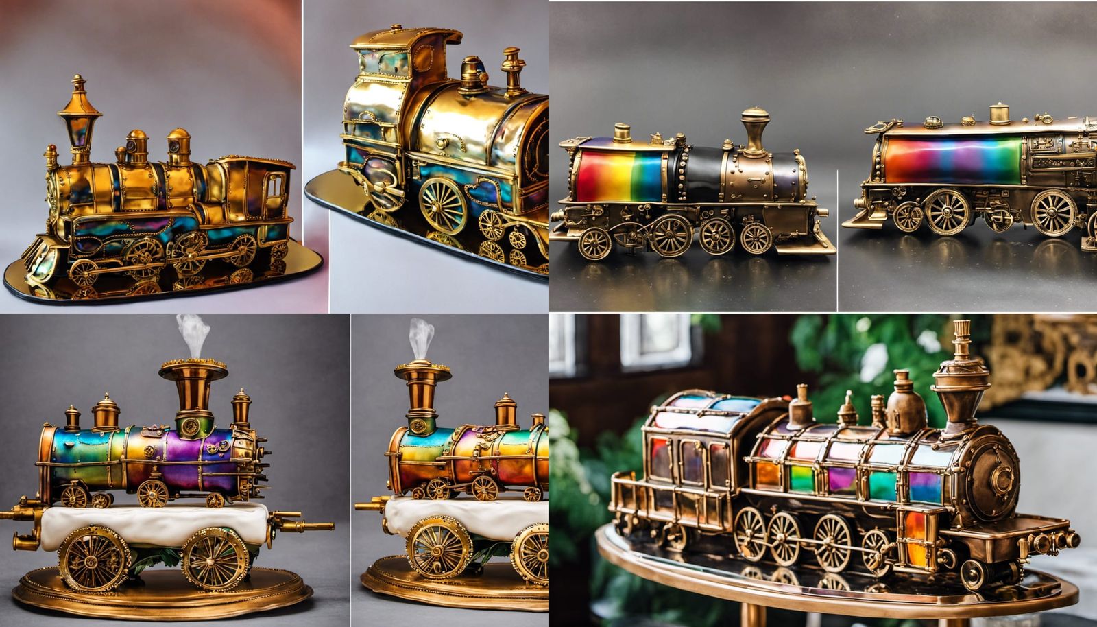 Steampunk Train Wedding Cake with Rainbow Glaze