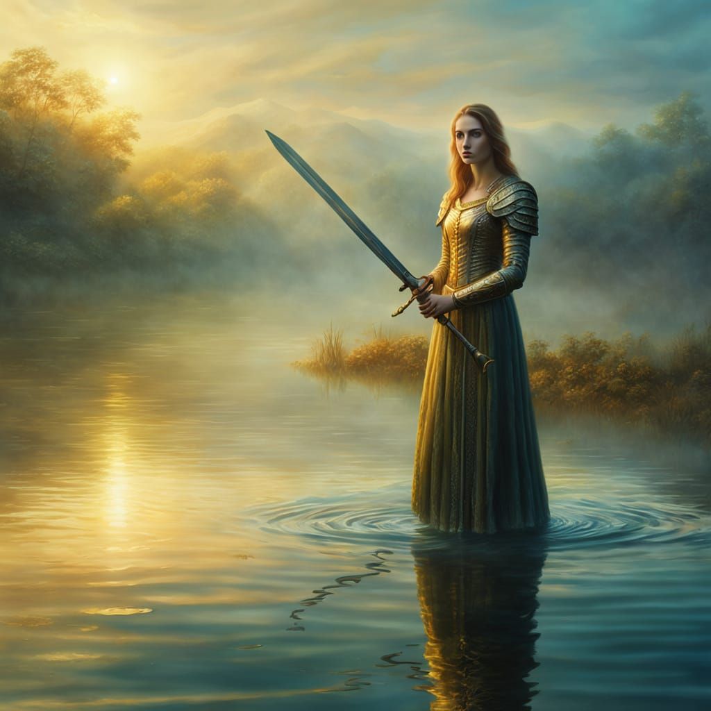 Lady of the Lake: A Surreal Oil Painting