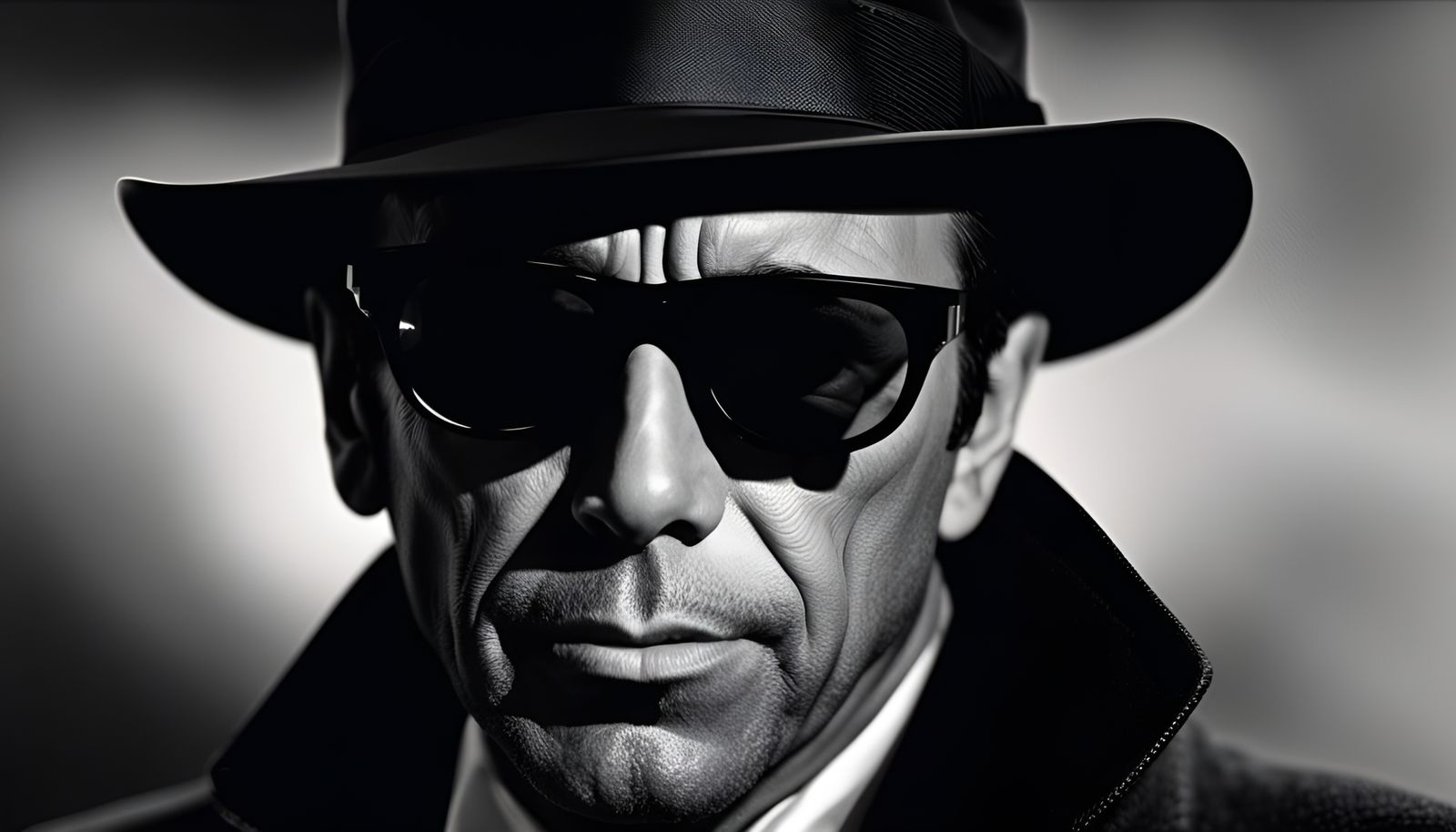 Humphrey Bogart in Sunglasses: Hyperdetailed B&W Portrait