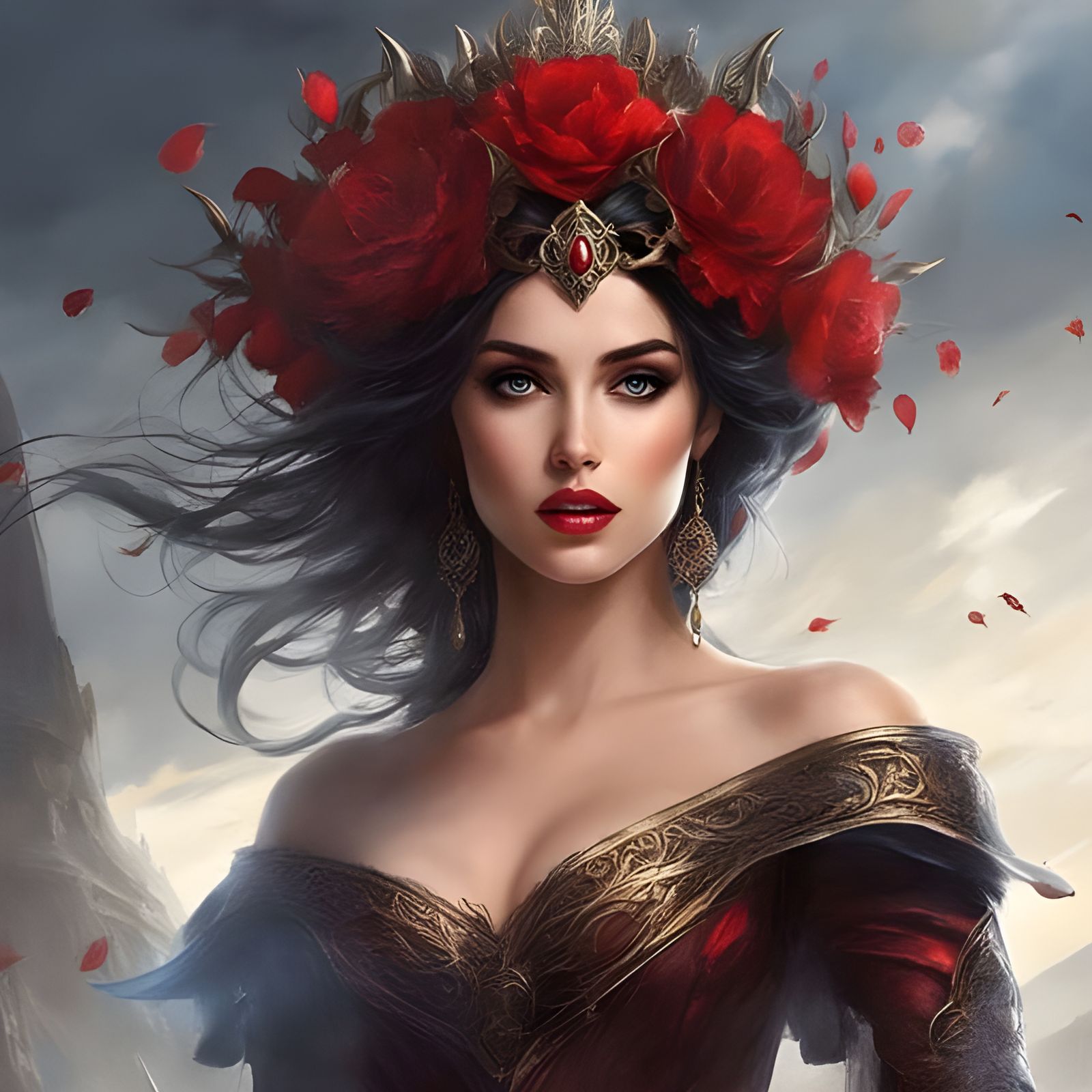 Gothic Ana de Armas as Snow White, Fantasy Art