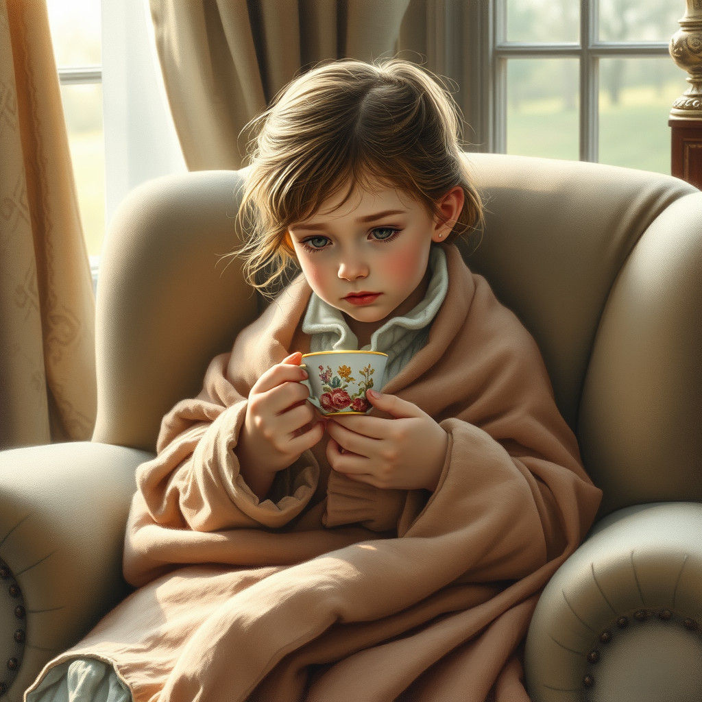 Girl Sipping Tea in Ethereal Light