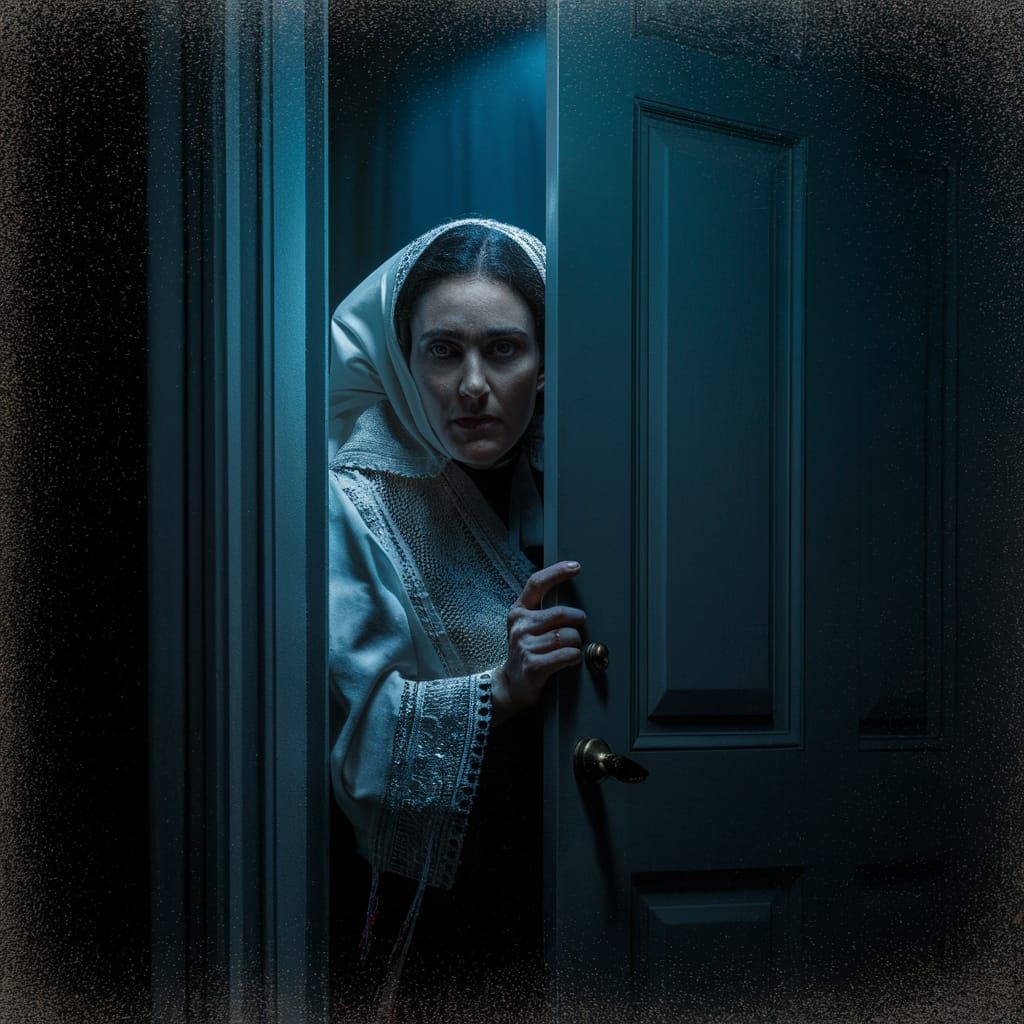 Orthodox Jewish Woman Hides Behind Door in Brooklyn