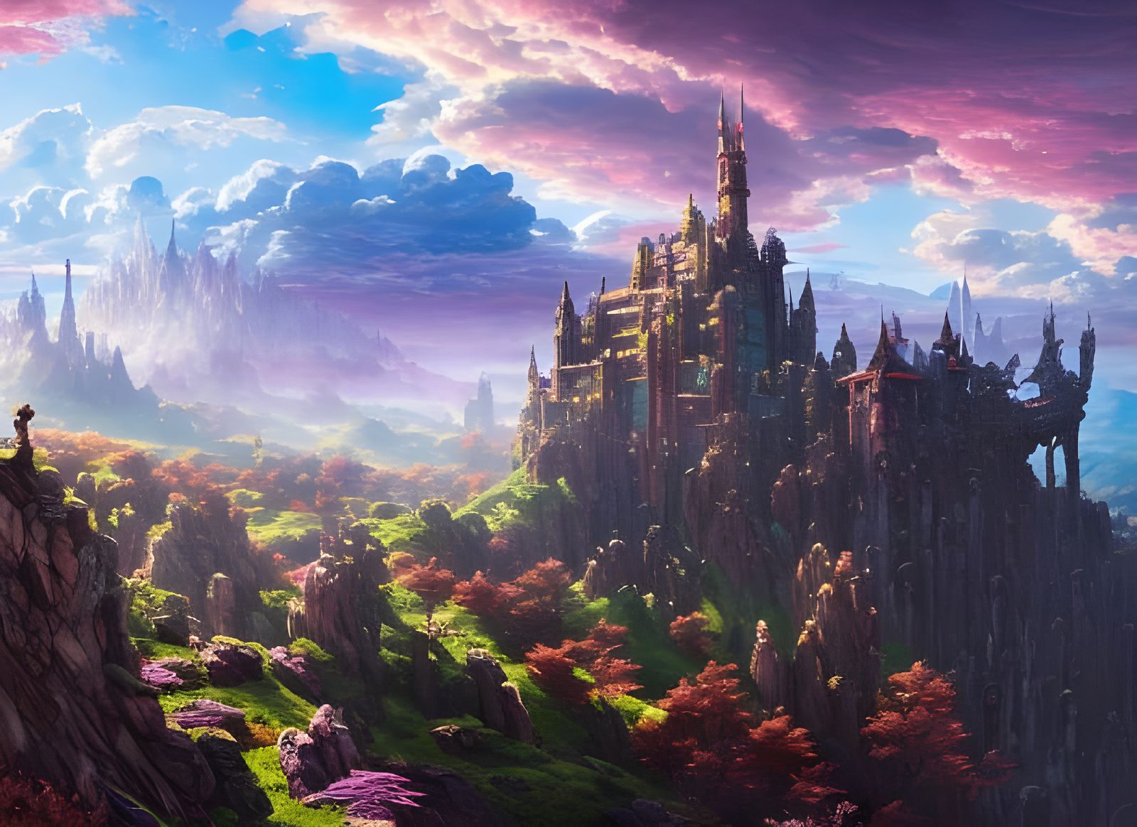 Evil Wizard's Castle in Epic Fantasy Landscape