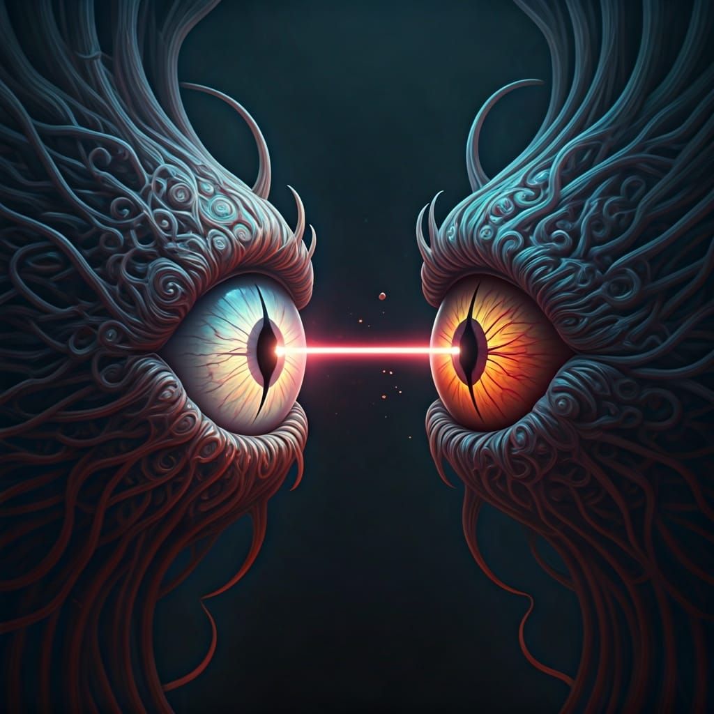 Piercing Laser Beam Cracks Evil Eye: Digital Art