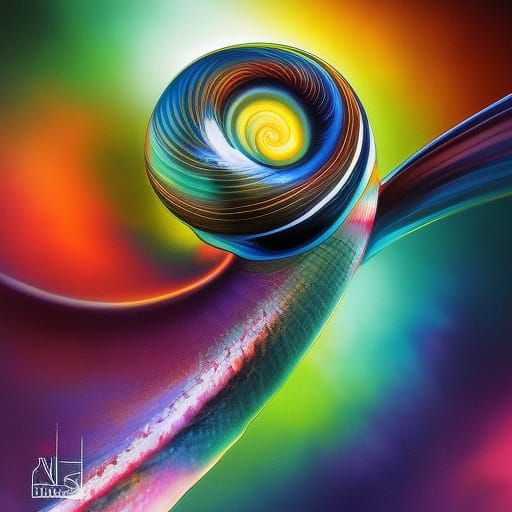 Glowing Gypsy Snail in Hyperrealistic Splatter Art