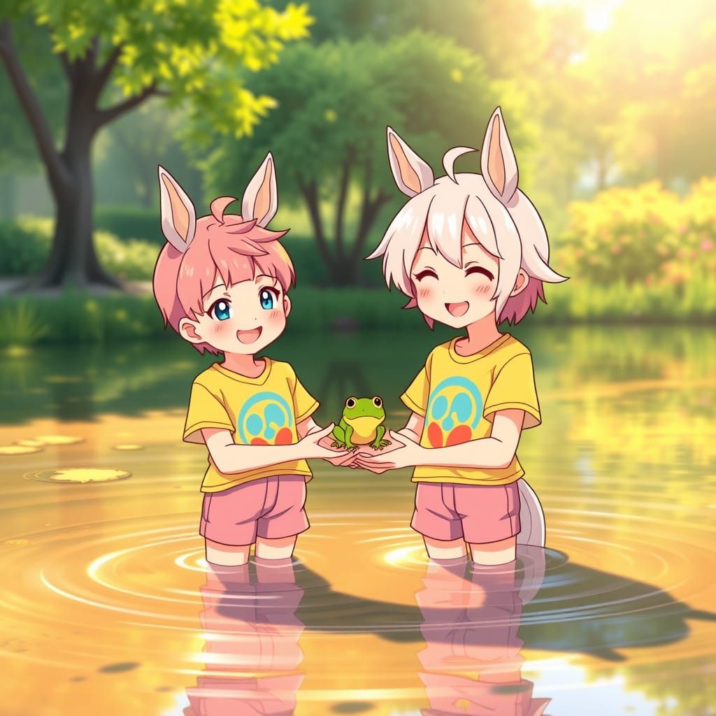 Adorable Schoolboys with Pastel Horse Ears in Vibrant Anime ...