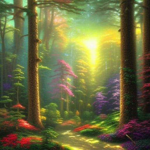 Sunlit Forest in Ethereal Fantasy Style