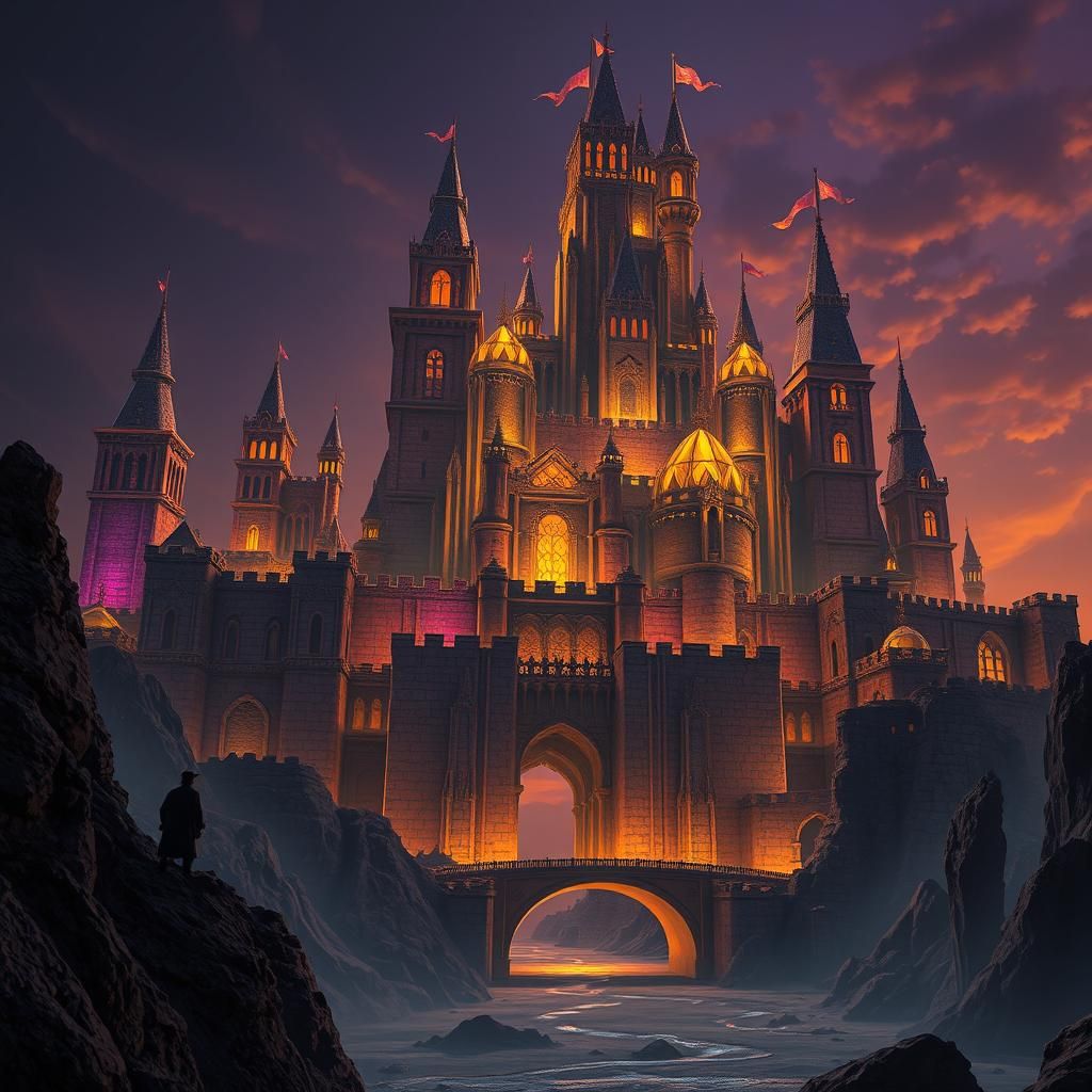 Epic Sandcastle Citadel in Dark Fantasy Style