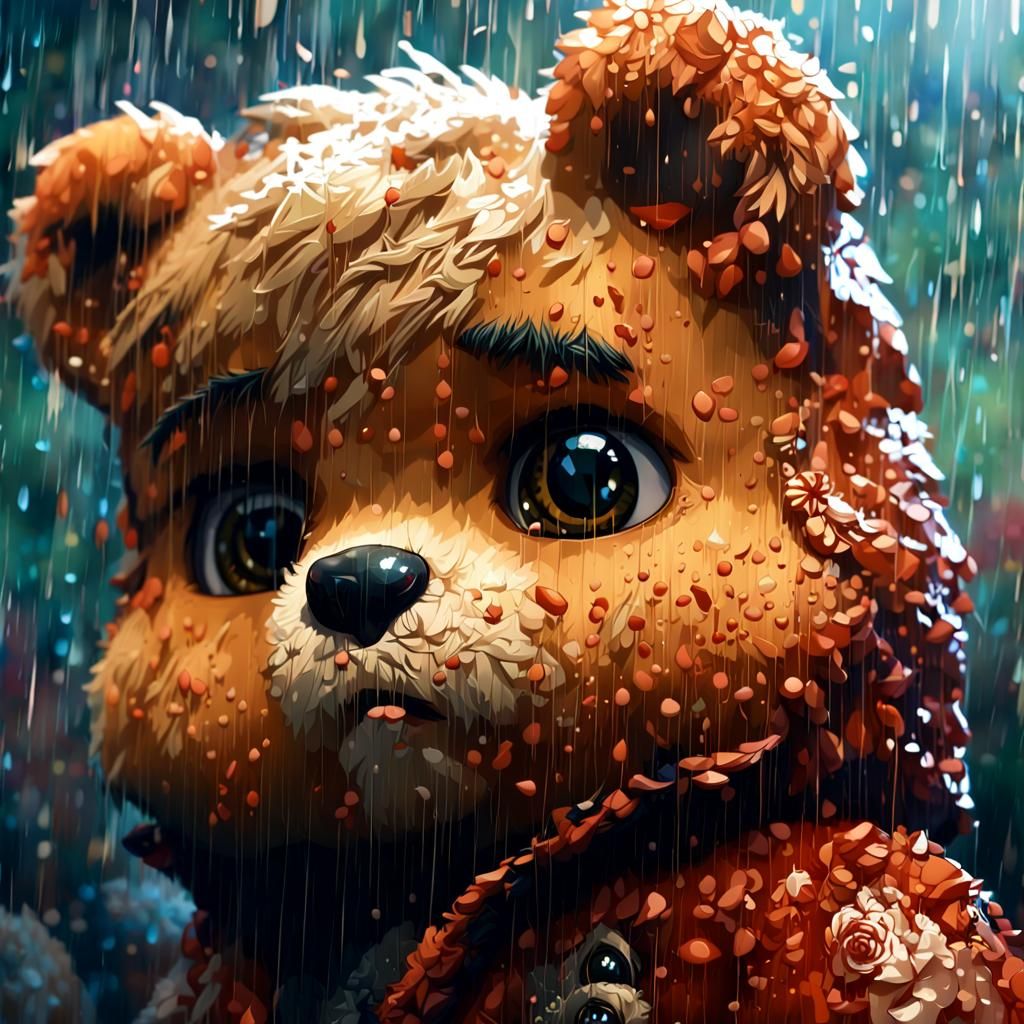 Sad Teddy Ruxpin Portrait with Intricate Details