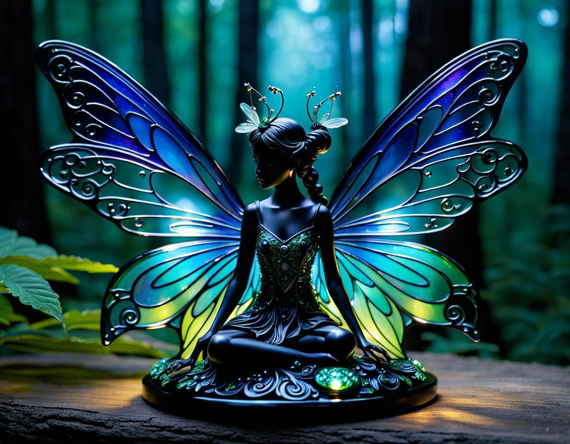 Enameled Glass Fairy Figurines in Fractal Gothic Woods