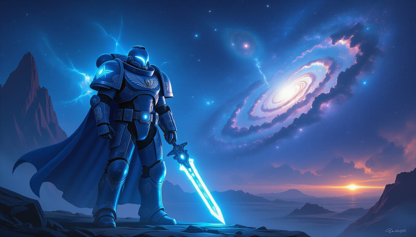 Blue Lantern Space Marine Captain in Cosmic Grandeur