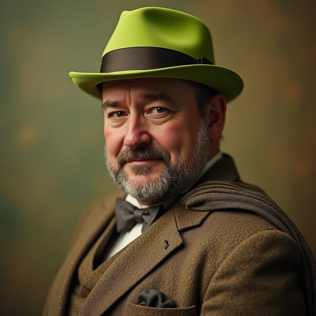 Dapper Gentleman in Lime Green Bowler Hat