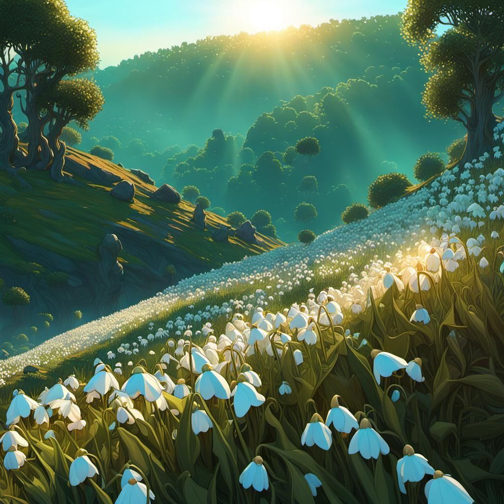 Bees on Lily of the Valley, Art Nouveau