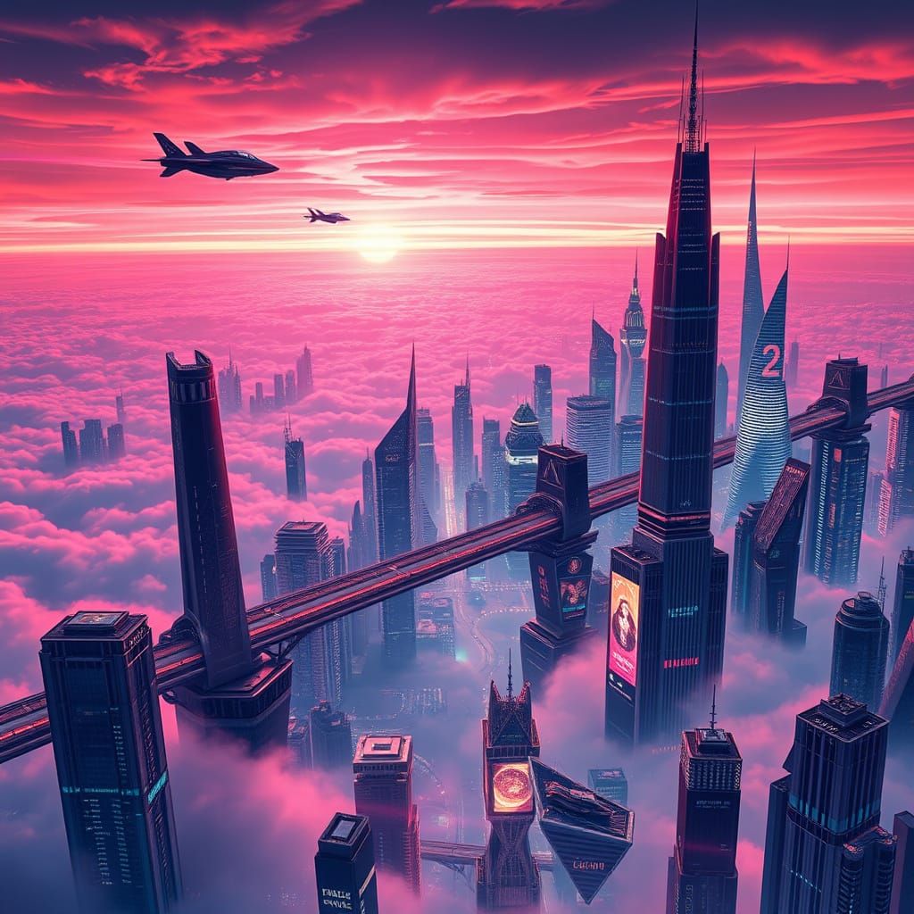 Cyberpunk Cityscape of the Future in Vibrant Colors